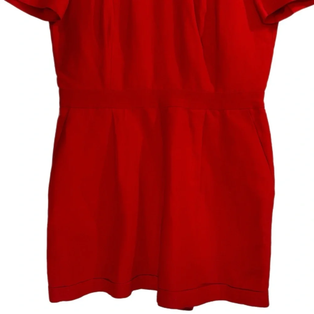 Banana Republic red linen blend lined v-neck romper